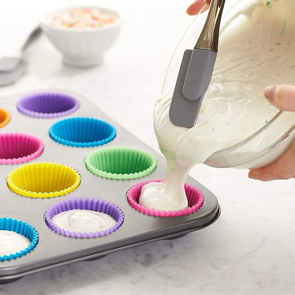 CYRENZO - Moules à muffins et cupcakes en Silicone, 12 pièces - COOKLOV - (Ustensiles de cuisine professionnels)