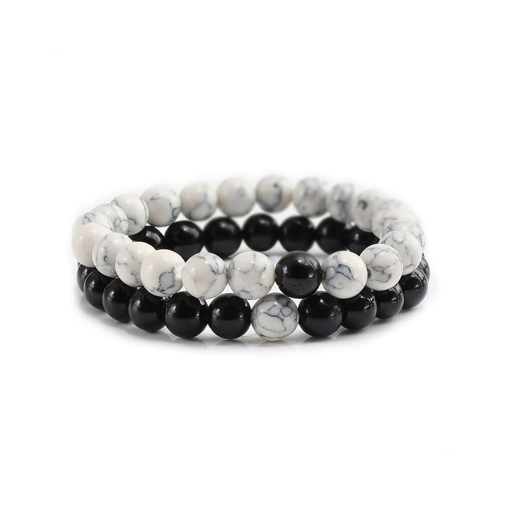 CYRENZO - Bracelets Howlite, perles en pierre naturelle de 8mm, pack duo - CYRENZO - (Bijoux & accessoires)