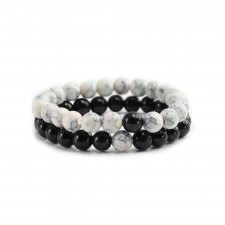 CYRENZO - Bracelets Howlite, perles en pierre naturelle de 8mm, pack duo - CYRENZO - (Bijoux & accessoires)