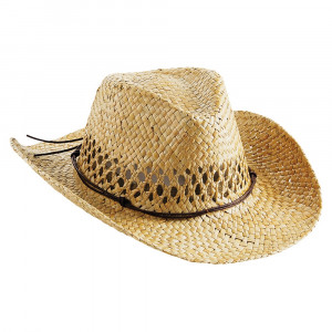 Chapeau de cowboy en paille, unisexe, 100% Paille naturelle, Taille unique